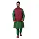 Mens Ghiccha Silk Green Kurta Pajama with Nehru Jecket | FHK13465471
