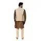 Mens Art Silk Otter Brown Kurta Pajama with Nehru Jecket | FHK13465474