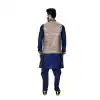 Mens Art Silk Navy Blue Kurta Pajama with Nehru Jecket | FHK13465475