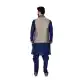 Mens Art Silk Navy Blue Kurta Pajama with Nehru Jecket | FHK13465475