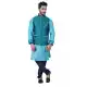Mens Art Silk Lagoon Blue Purple Kurta Pajama with Nehru Jecket | FHK13465477