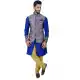 Mens Art Silk Mono Blue Kurta Pajama with Nehru Jecket | FHK13465478