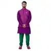 Mens Cotton Silk Purple Kurta Pajama with Nehru Jecket | FHK13465479