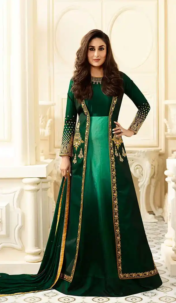 Kareena Kapoor Green Georgette Long Salwar Kameez | FHK13275480