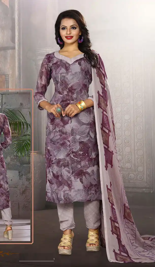 Buy Printed Straight Cut Suit in falsa color with dupatta Faux Chiffon Dupatta online | FHKF13465651