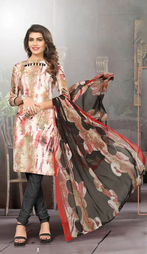 Buy Printed Straight Cut Suit inDark lead And Cream Color with dupatta Faux Chiffon Dupatta online | FHKF13465654