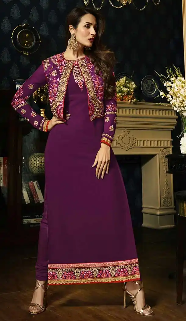 Indian Celebrity Malaika Arora Khan Purple Color Party Wear Dresses | FHKF13725932