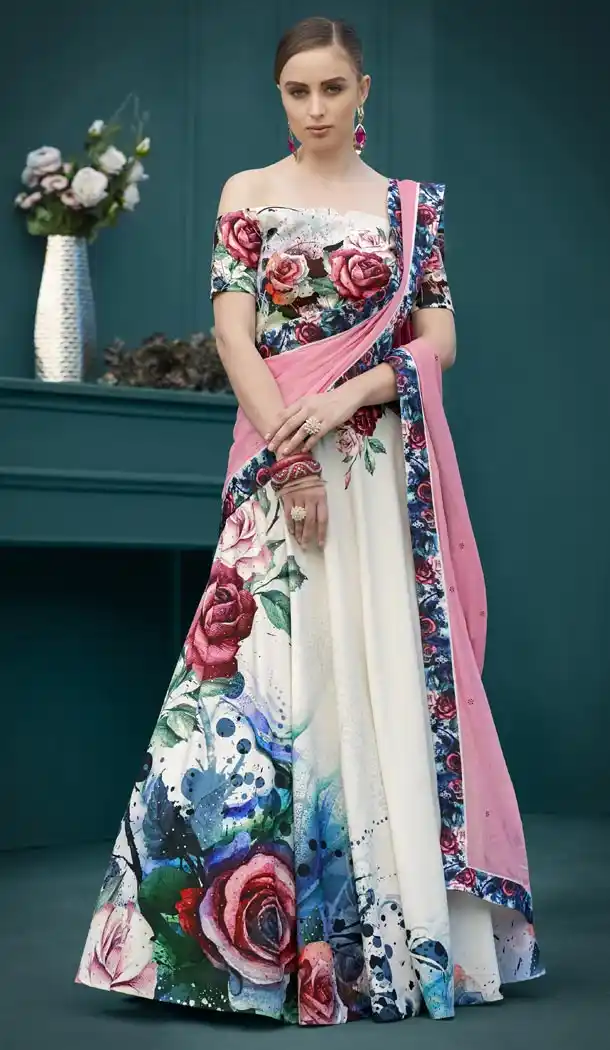 Pure Spandex Natural Silk Multi color Lehenga Choli | FHKF1382826006