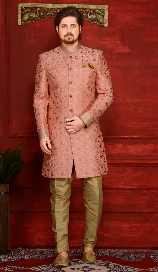 Pink Color Banarasi Silk Readymade Man Sherwani | FHKF7968-76397