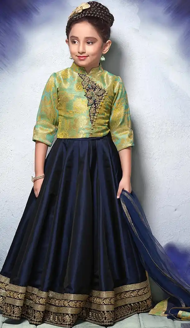 Neavy Bue Color Silk Party Wear Girls Lehenga Choli | FHKF909386877