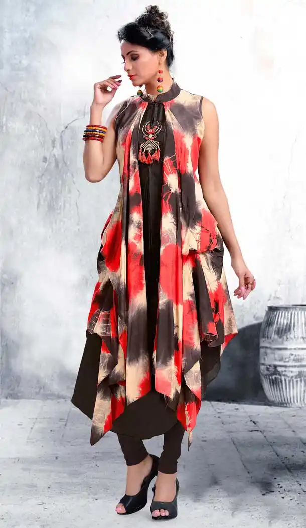 Silk Digital Printed Yellow Color Straight Readymade Kurtis | FHRK248928665