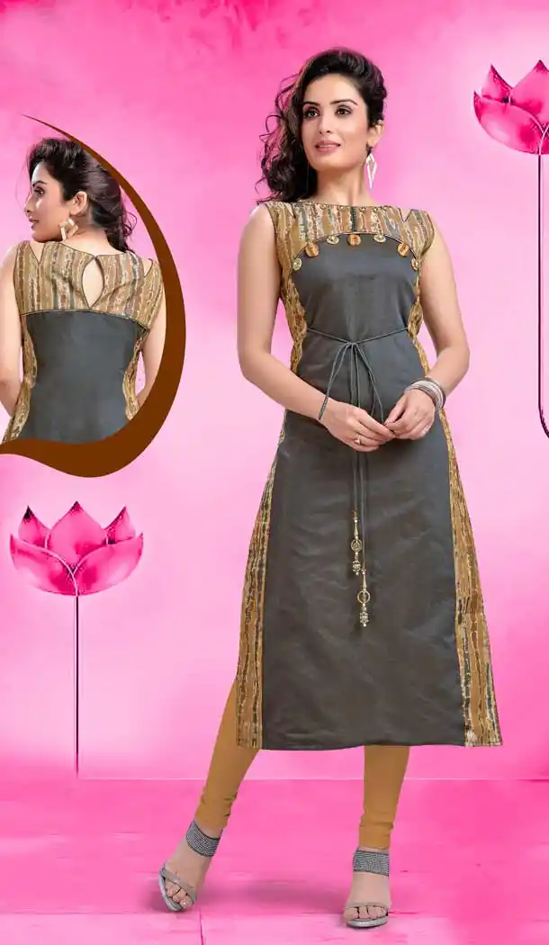 Silk Digital Printed Green Color Straight Readymade Kurtis | FHRK248928666