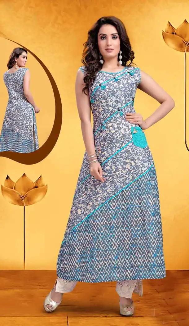 Silk Digital Printed Pink Color Straight Readymade Kurtis | FHRK248928667
