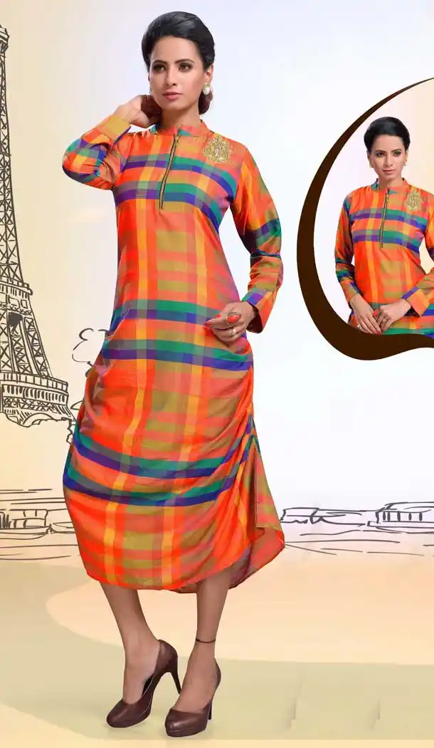 Crepe Digital Printed Yellow Color Straight Readymade Kurtis | FHRK248928673