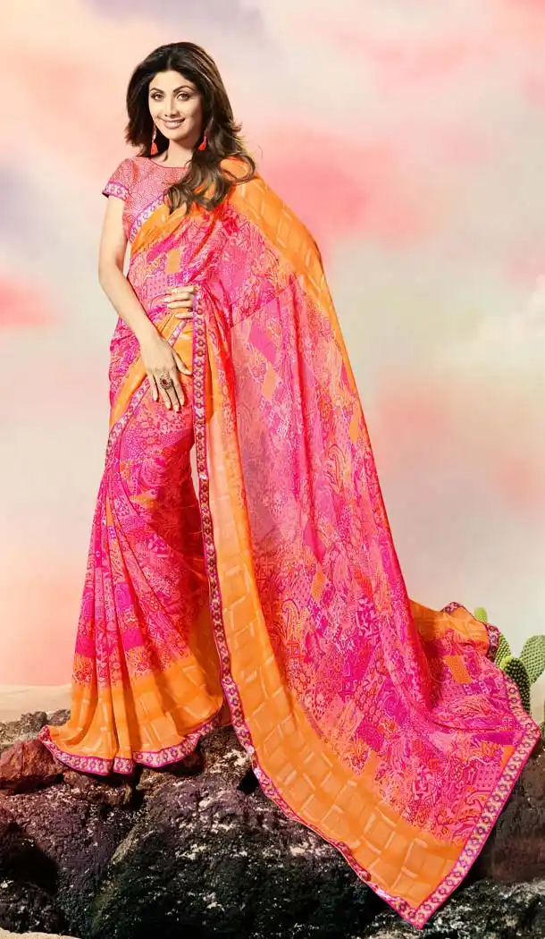 Shilpa Shetty Multi Color Georgette Printed Saree | FHR227126110