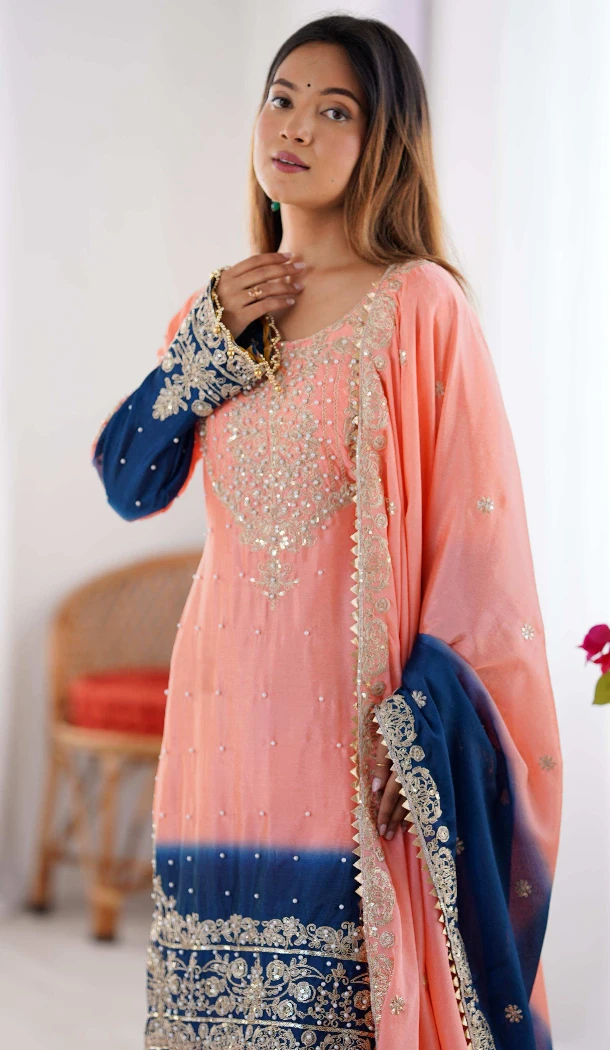 Women Dori With Sequence Palazzo Suit Multi Chinon Silk - 12631208609