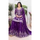 Women Pure Heavy Chinnon Silk Purple Embroidery Palazzo Suit - 13048210715