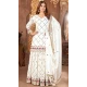 Women Embroidery White Heavy Chinnon Silk Palazzo Suit - 13049210719