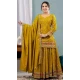 Women Embroidery Palazzo Suit Yellow Heavy Chinnon Silk - 13049210720