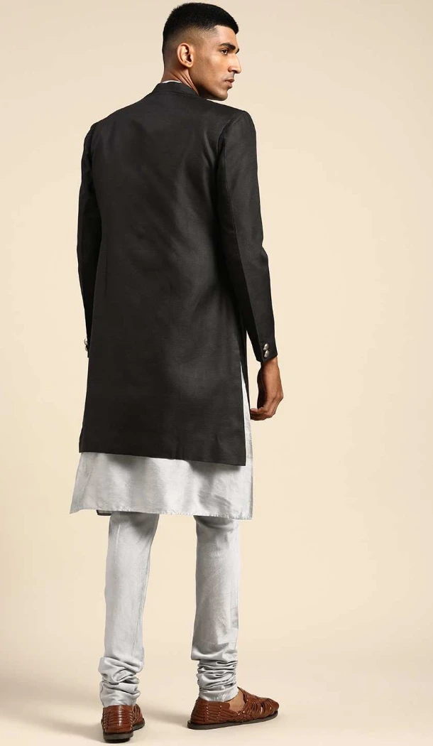 Women Black Dhupion Art Silk Mens Wear Indo Western - 13116211058