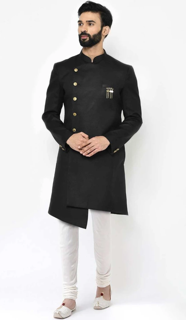 Women Dhupion Art Silk Mens Wear Indo Western Black - 13116211060