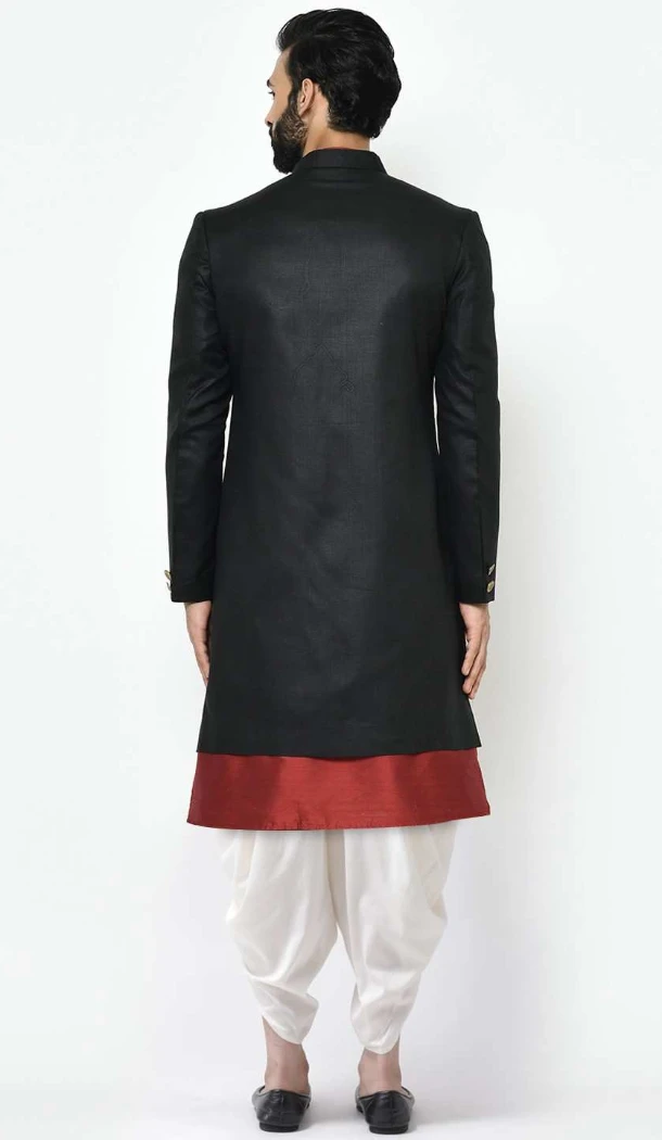 Women Black Mens Wear Indo Western Dhupion Art Silk - 13116211062