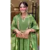 Women Heavy Viscose Roman Silk Green Salwar Suit Embroidery Plus Size