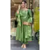 Women Heavy Viscose Roman Silk Green Salwar Suit Embroidery Plus Size