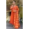 Women Orange Heavy Viscose Roman Silk Salwar Suit Embroidery - 13209211538