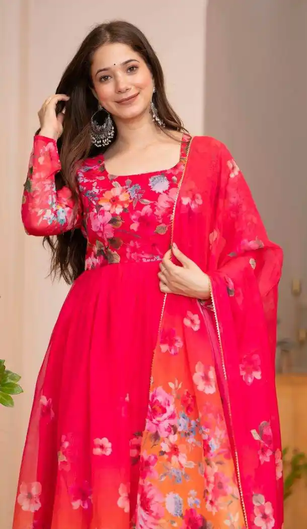 Women Salwar Suit Multi Printed Work Pure Soft Organza - 13525213313