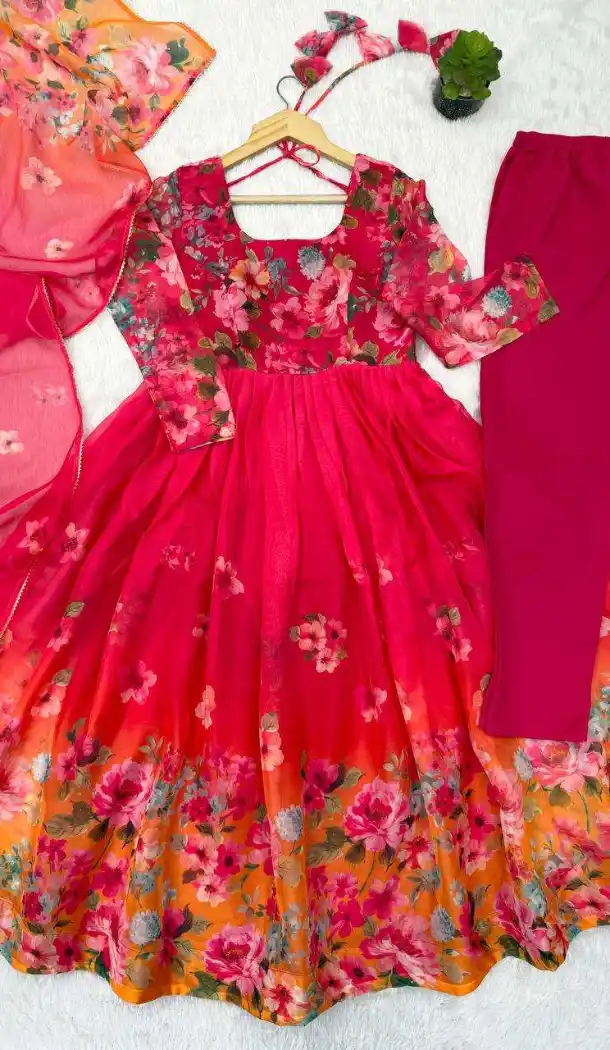 Women Salwar Suit Multi Printed Work Pure Soft Organza - 13525213313