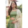 Buy Green Gold Crush Silk Zari Sequin Lehenga Choli Plus Size - 215686