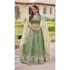 Buy Green Gold Crush Silk Zari Sequin Lehenga Choli Plus Size - 215686