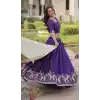 Shop Purple Zari Sequin Gold Crush Silk Lehenga Choli Plus Size - 215687