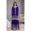 Shop Blue Fendy Silk Palazzo Suit Plus Size - 216063