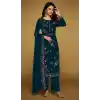 Shop Teal Blue Velvet Pakistani Suit Plus Size Women - 216080