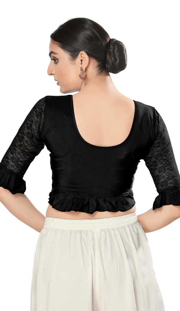 Readymade Plain Shimmer Black Designer Festival Party Wear Blouse - 8316181751
